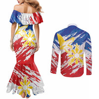 Personalized Filipino Sun and Stars Couples Matching Mermaid Dress and Long Sleeve Button Shirt Grunge Vibes LT7 - Polynesian Pride