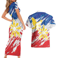 Personalized Filipino Sun and Stars Couples Matching Short Sleeve Bodycon Dress and Hawaiian Shirt Grunge Vibes LT7 - Polynesian Pride