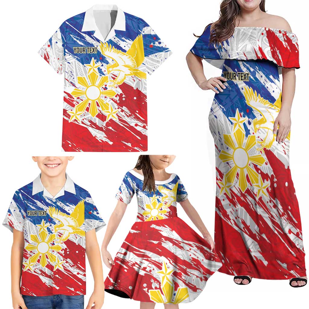 Personalized Filipino Sun and Stars Family Matching Off Shoulder Maxi Dress and Hawaiian Shirt Grunge Vibes LT7 - Polynesian Pride