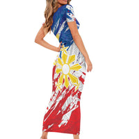 Personalized Filipino Sun and Stars Family Matching Short Sleeve Bodycon Dress and Hawaiian Shirt Grunge Vibes LT7 - Polynesian Pride