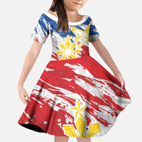 Personalized Filipino Sun and Stars Family Matching Summer Maxi Dress and Hawaiian Shirt Grunge Vibes LT7 Daughter's Dress White - Polynesian Pride