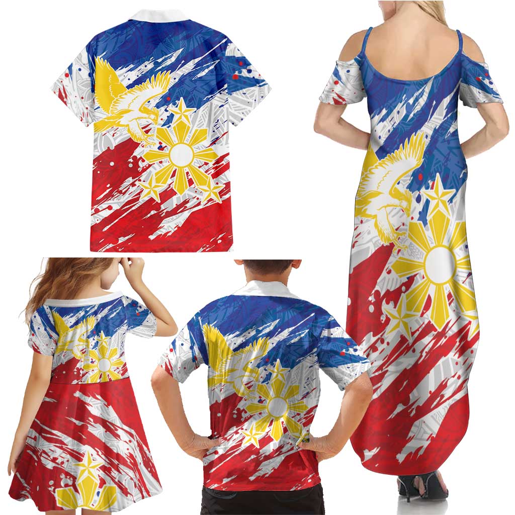 Personalized Filipino Sun and Stars Family Matching Summer Maxi Dress and Hawaiian Shirt Grunge Vibes LT7 - Polynesian Pride