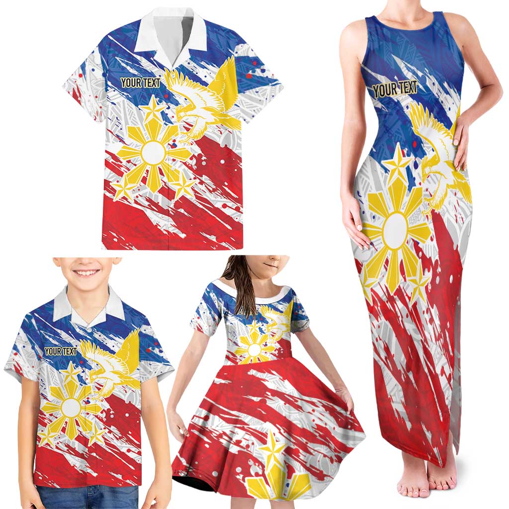 Personalized Filipino Sun and Stars Family Matching Tank Maxi Dress and Hawaiian Shirt Grunge Vibes LT7 - Polynesian Pride