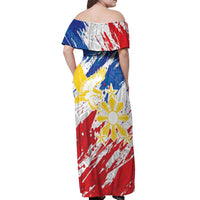 Personalized Filipino Sun and Stars Off Shoulder Maxi Dress Grunge Vibes