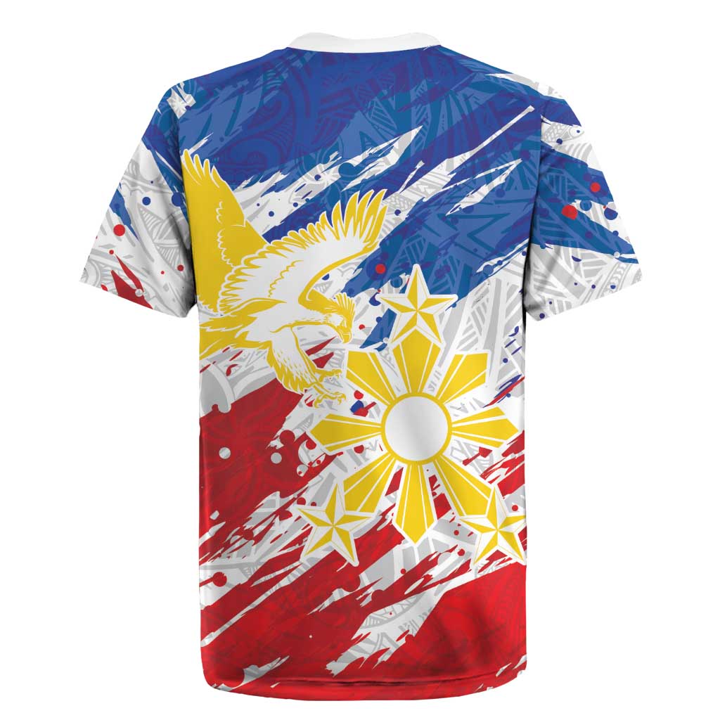 Personalized Filipino Sun and Stars Rugby Jersey Grunge Vibes