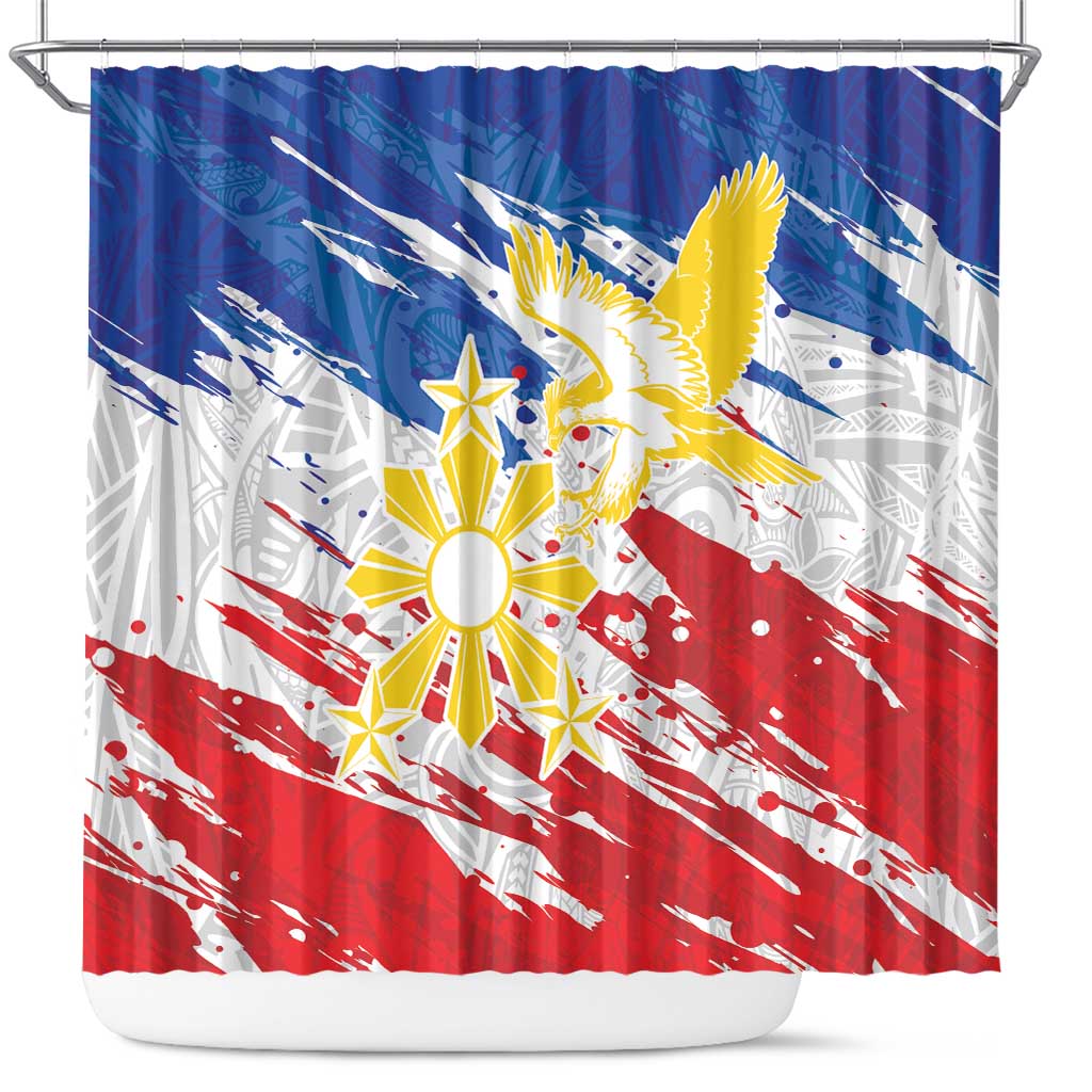 Filipino Sun and Stars Shower Curtain Grunge Vibes