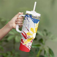 Personalized Filipino Sun and Stars Tumbler With Handle Grunge Vibes