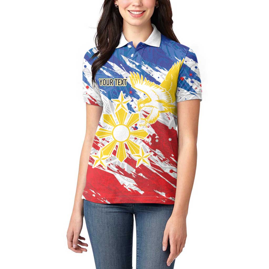 Personalized Filipino Sun and Stars Women Polo Shirt Grunge Vibes