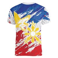 Personalized Filipino Sun and Stars Women V-Neck T-Shirt Grunge Vibes