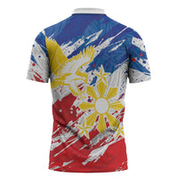 Personalized Filipino Sun and Stars Zipper Polo Shirt Grunge Vibes