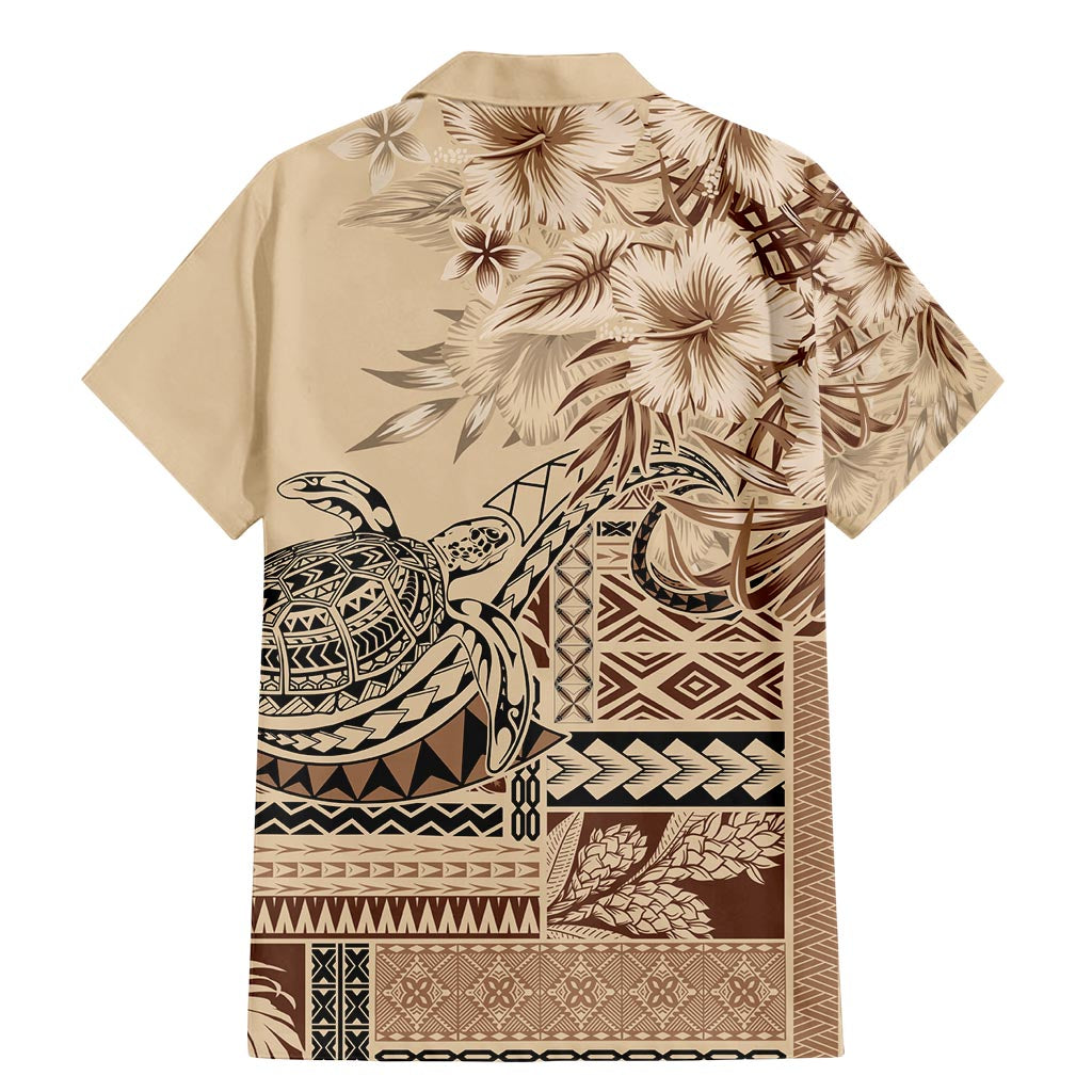 Vaiaso o le Gagana Samoa Family Matching Mermaid Dress and Hawaiian Shirt Siapo Motif Beige LT7 - Polynesian Pride