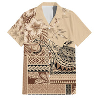 Vaiaso o le Gagana Samoa Family Matching Short Sleeve Bodycon Dress and Hawaiian Shirt Siapo Motif Beige LT7 Dad's Shirt - Short Sleeve Beige - Polynesian Pride