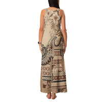 Vaiaso o le Gagana Samoa Family Matching Tank Maxi Dress and Hawaiian Shirt Siapo Motif Beige LT7 - Polynesian Pride
