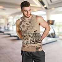 Vaiaso o le Gagana Samoa Men Tank Top Siapo Motif Beige LT7 Beige - Polynesian Pride