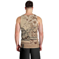 Vaiaso o le Gagana Samoa Men Tank Top Siapo Motif Beige LT7 - Polynesian Pride