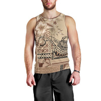 Vaiaso o le Gagana Samoa Men Tank Top Siapo Motif Beige LT7 - Polynesian Pride