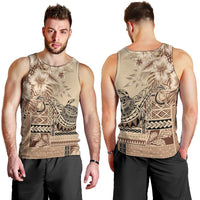 Vaiaso o le Gagana Samoa Men Tank Top Siapo Motif Beige LT7 - Polynesian Pride