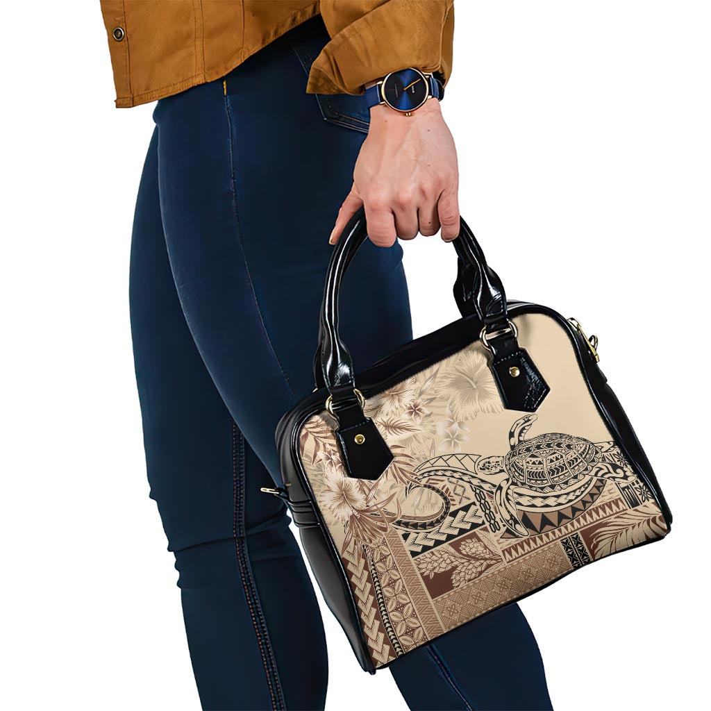 Vaiaso o le Gagana Samoa Shoulder Handbag Siapo Motif Beige