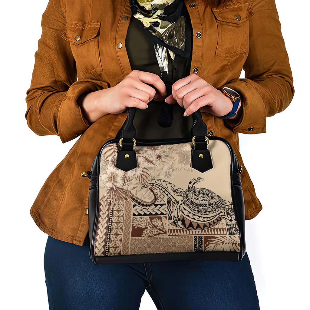 Vaiaso o le Gagana Samoa Shoulder Handbag Siapo Motif Beige