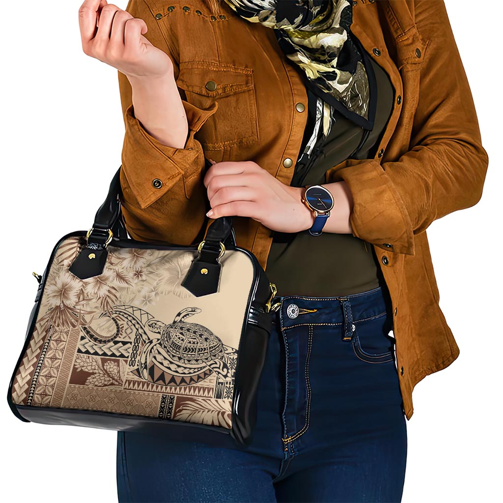 Vaiaso o le Gagana Samoa Shoulder Handbag Siapo Motif Beige
