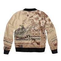 Vaiaso o le Gagana Samoa Sleeve Zip Bomber Jacket Siapo Motif Beige LT7 - Polynesian Pride