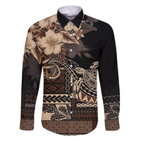 Vaiaso o le Gagana Samoa Family Matching Long Sleeve Bodycon Dress and Hawaiian Shirt Siapo Motif Black LT7 Dad's Shirt - Long Sleeve Black - Polynesian Pride