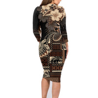 Vaiaso o le Gagana Samoa Family Matching Long Sleeve Bodycon Dress and Hawaiian Shirt Siapo Motif Black LT7 - Polynesian Pride