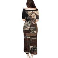 Vaiaso o le Gagana Samoa Family Matching Puletasi and Hawaiian Shirt Siapo Motif Black LT7 - Polynesian Pride