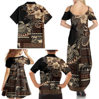 Vaiaso o le Gagana Samoa Family Matching Summer Maxi Dress and Hawaiian Shirt Siapo Motif Black LT7 - Polynesian Pride