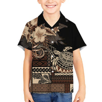 Vaiaso o le Gagana Samoa Kid Hawaiian Shirt Siapo Motif Black LT7 Kid Black - Polynesian Pride