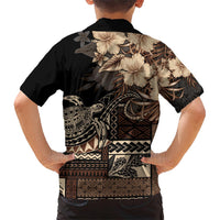 Vaiaso o le Gagana Samoa Kid Hawaiian Shirt Siapo Motif Black LT7 - Polynesian Pride