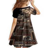 Vaiaso o le Gagana Samoa Kid Short Sleeve Dress Siapo Motif Black LT7 - Polynesian Pride