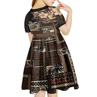 Vaiaso o le Gagana Samoa Kid Short Sleeve Dress Siapo Motif Black LT7 - Polynesian Pride