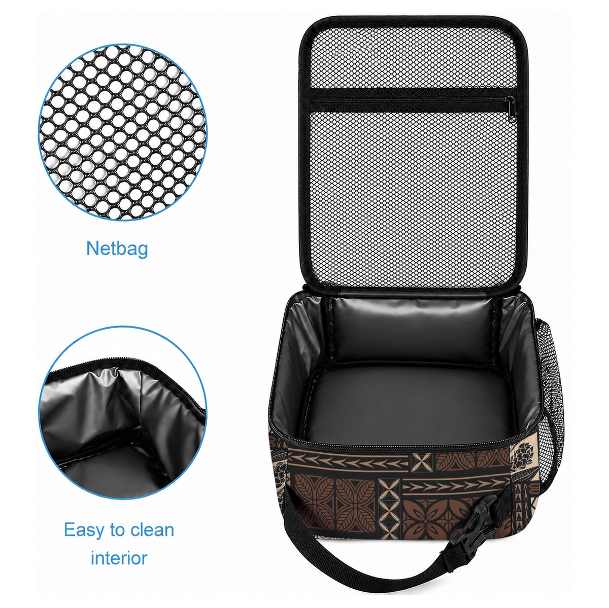 Vaiaso o le Gagana Samoa Lunch Bag Siapo Motif Black