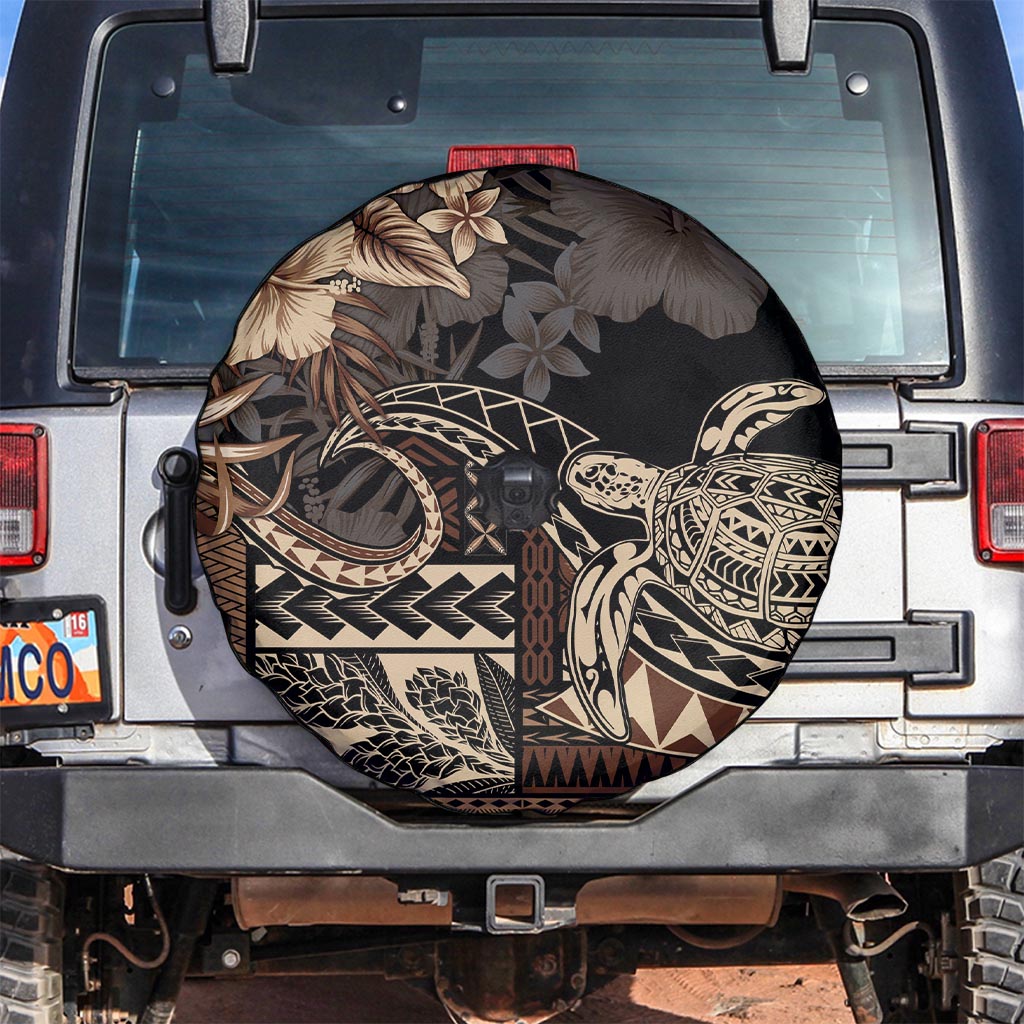 Vaiaso o le Gagana Samoa Spare Tire Cover Siapo Motif Black LT7 Black - Polynesian Pride