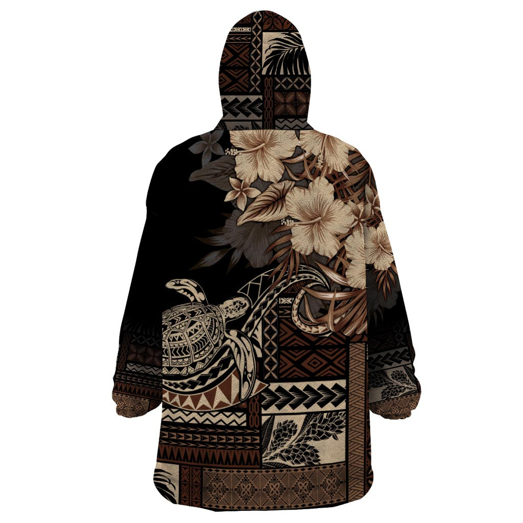 Vaiaso o le Gagana Samoa Wearable Blanket Hoodie Siapo Motif Black LT7 - Polynesian Pride