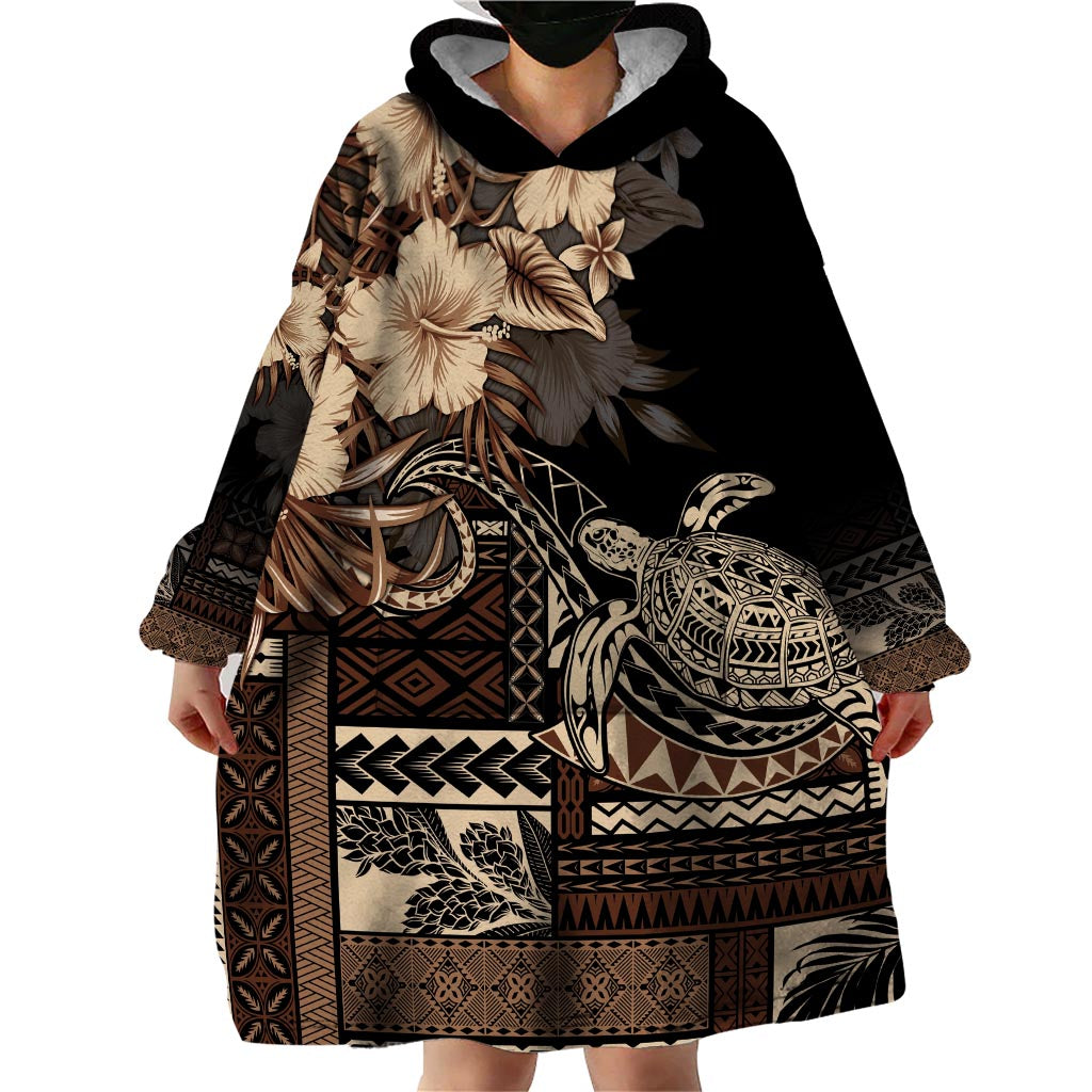 Vaiaso o le Gagana Samoa Wearable Blanket Hoodie Siapo Motif Black LT7 - Polynesian Pride