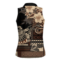 Vaiaso o le Gagana Samoa Women Sleeveless Polo Shirt Siapo Motif Black LT7 - Polynesian Pride