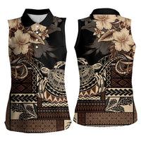 Vaiaso o le Gagana Samoa Women Sleeveless Polo Shirt Siapo Motif Black LT7 - Polynesian Pride