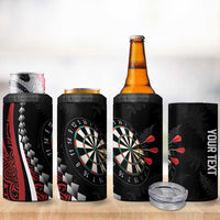 Personalized New Zealand Darts 4 in 1 Can Cooler Tumbler Kowhaiwhai Whero Koiri - Manaia LT7 - Polynesian Pride