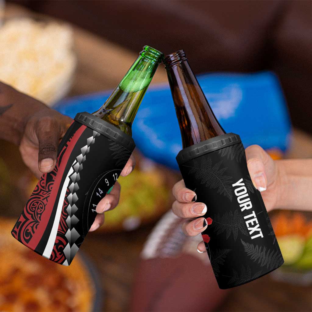 Personalized New Zealand Darts 4 in 1 Can Cooler Tumbler Kowhaiwhai Whero Koiri - Manaia LT7 - Polynesian Pride