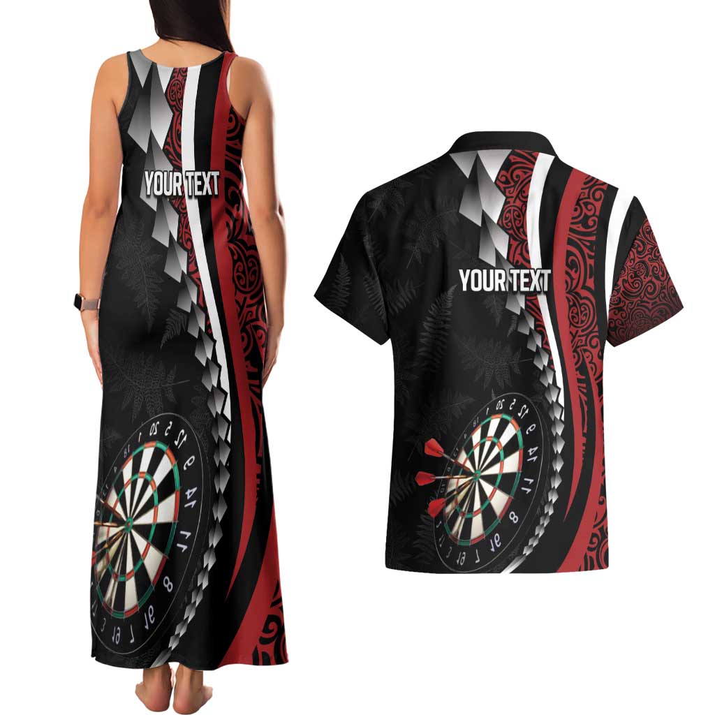 Personalized New Zealand Darts Couples Matching Tank Maxi Dress and Hawaiian Shirt Kowhaiwhai Whero Koiri - Manaia LT7 - Polynesian Pride