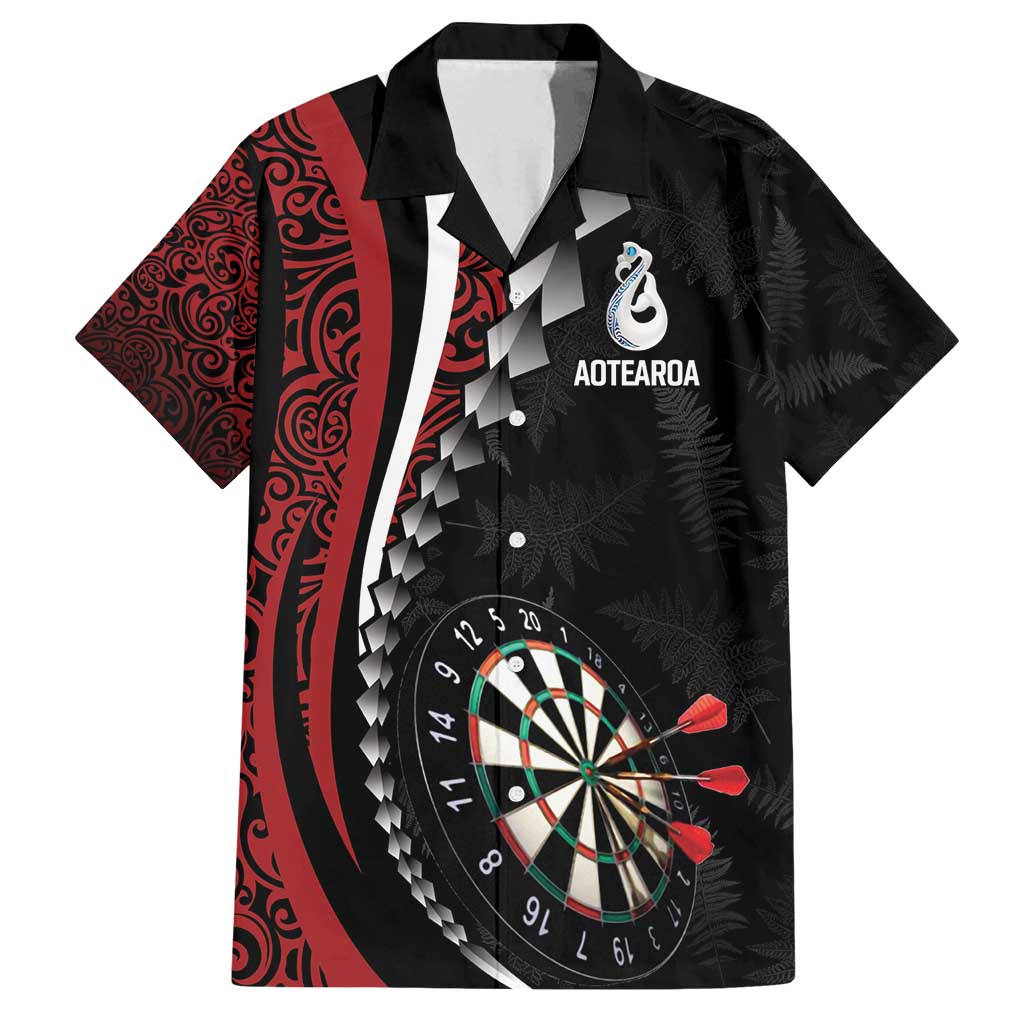 Personalized New Zealand Darts Family Matching Long Sleeve Bodycon Dress and Hawaiian Shirt Kowhaiwhai Whero Koiri - Manaia LT7 Dad's Shirt - Short Sleeve Red - Polynesian Pride