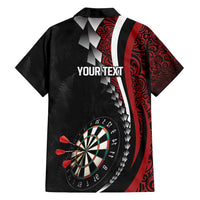 Personalized New Zealand Darts Family Matching Long Sleeve Bodycon Dress and Hawaiian Shirt Kowhaiwhai Whero Koiri - Manaia LT7 - Polynesian Pride