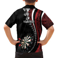 Personalized New Zealand Darts Family Matching Off Shoulder Short Dress and Hawaiian Shirt Kowhaiwhai Whero Koiri - Manaia LT7 - Polynesian Pride