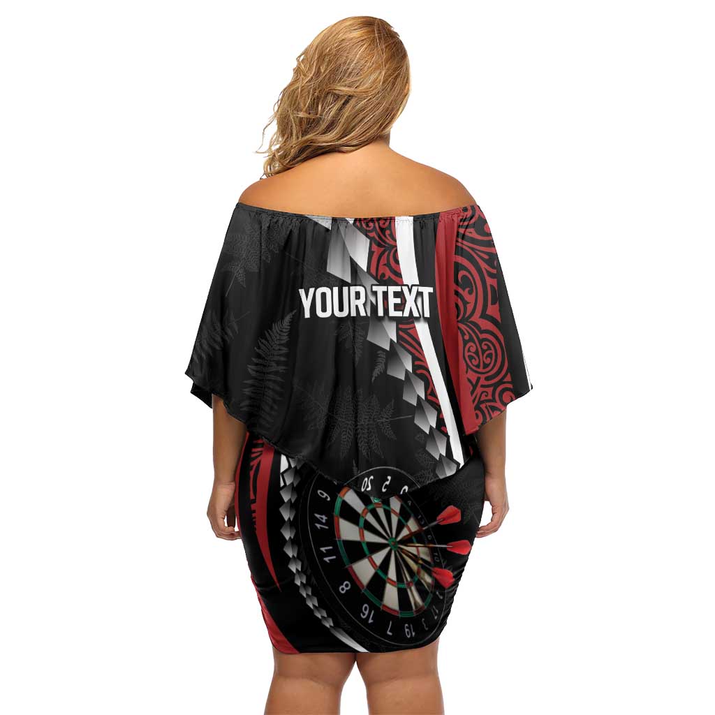 Personalized New Zealand Darts Family Matching Off Shoulder Short Dress and Hawaiian Shirt Kowhaiwhai Whero Koiri - Manaia LT7 - Polynesian Pride