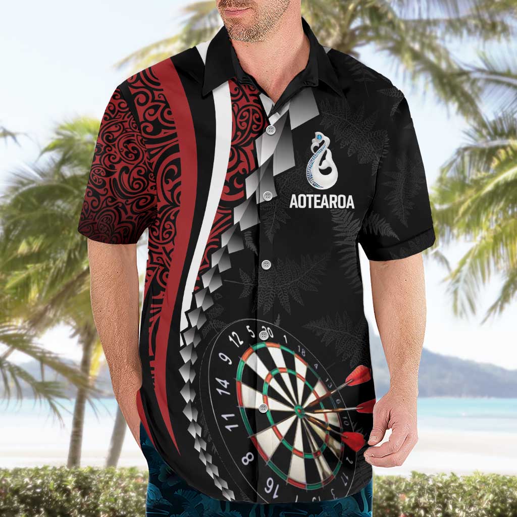 Personalized New Zealand Darts Hawaiian Shirt Kowhaiwhai Whero Koiri - Manaia LT7 - Polynesian Pride