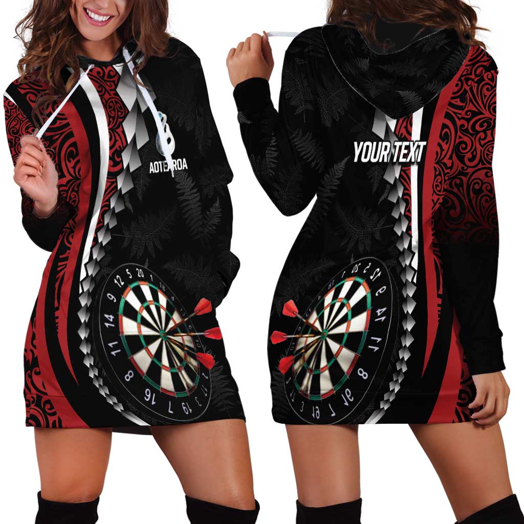 Personalized New Zealand Darts Hoodie Dress Kowhaiwhai Whero Koiri - Manaia LT7 - Polynesian Pride