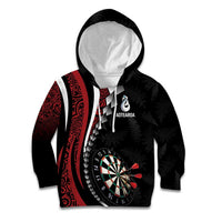 Personalized New Zealand Darts Kid Hoodie Kowhaiwhai Whero Koiri - Manaia LT7 Hoodie Red - Polynesian Pride
