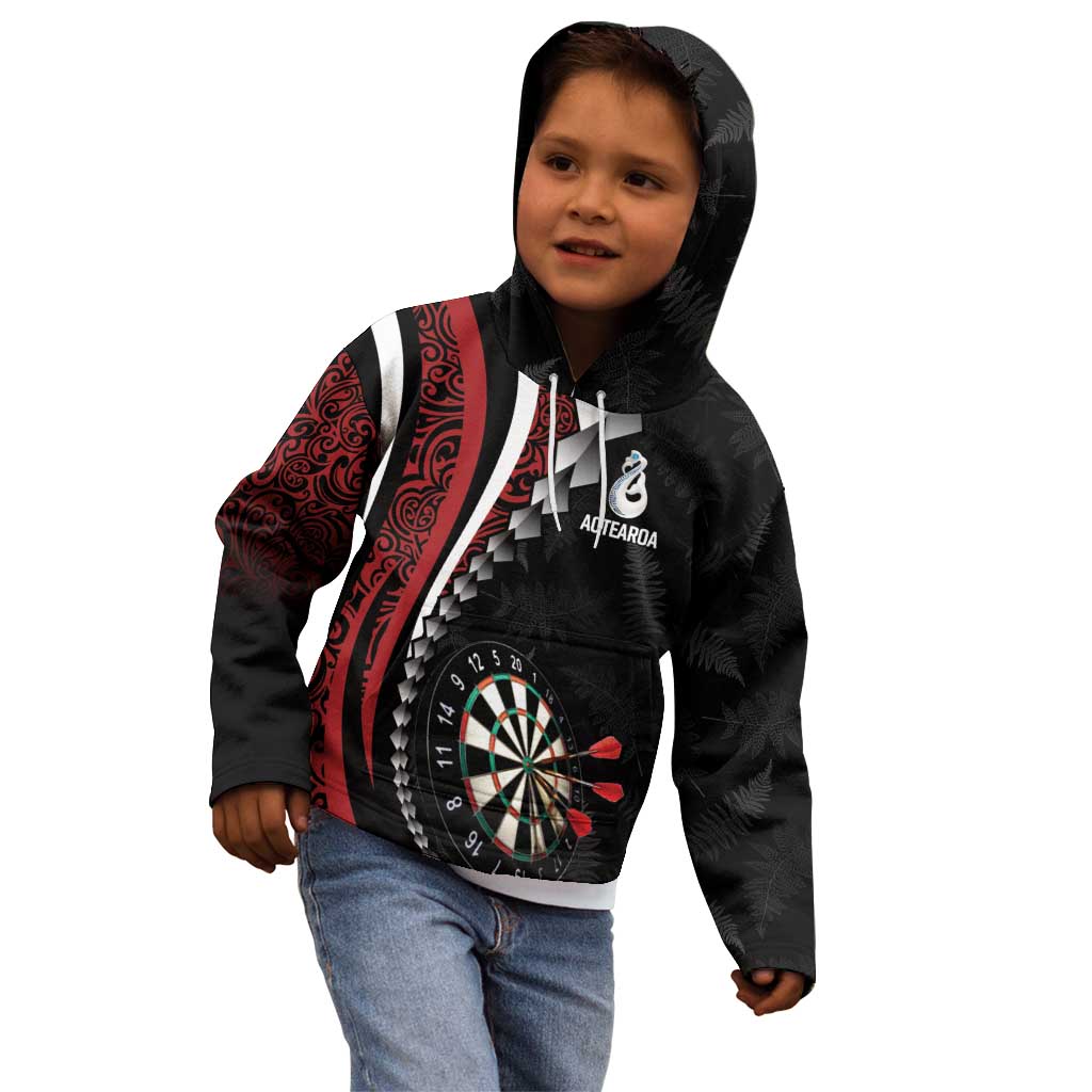 Personalized New Zealand Darts Kid Hoodie Kowhaiwhai Whero Koiri - Manaia LT7 - Polynesian Pride
